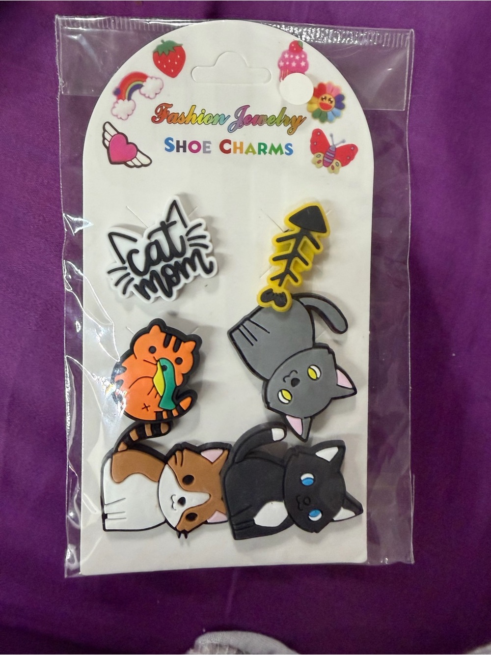 Fashion Jewelry Cat Shoe Charms - Orange, Gray, Black, White, Yellow